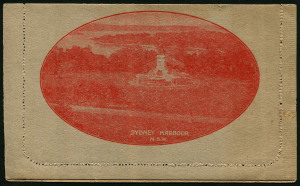 Australia: Postal Stationery - Letter Cards:1922-23 (BW:LC49/128B) 2d Red KGV Sideface Design P12½ on Unsurfaced Grey Card (inside and out), "Sydney Harbour, NSW" illustration, very fine unused, Cat $250.