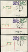 PAPUA NEW GUINEA: 1969 3rd South Pacific Games Port Moresby: set of 5 covers registered from the 5 different POs which operated during the Games, each with the special commem green/red labels numbered 1 to 5. A very scarce complete set, all covers postmar