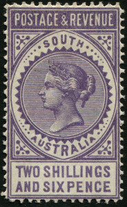 SOUTH AUSTRALIA: 1886-96 (SG.195a) 2/6 mauve ("POSTAGE & REVENUE") perf.11.5, fresh MLH. 