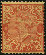 WESTERN AUSTRALIA: 1902-11 (SG.124c) 2/- brown-red on yellow, perf.12.5; fresh Mint.