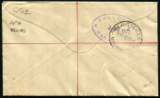 ANTARCTICA: 1948 (Mar.27) ANARE Macquarie Island registered cover to Melbourne with 2/- Roo, 1/4d KGVI & 1d QM tied by 'A.N.A.R.E. MACQUARIE ISLAND' datestamps on reverse MELBOURNE REGISTERED datestamp and large oval 'POST OFFICE/COBURG N13' datestamp (WW - 2