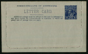 Australia: Postal Stationery - Letter Cards:1914-18 (BW:LC18/93) 1d KGV Sideface Design P12&frac12; Die 1 in violet-blue on Grey Surfaced Card with Off-White/Cream Interior, "North Terrace, Adelaide" illustration, card sealed, very fine unused, Cat $150. - 2
