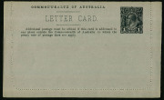 Australia: Postal Stationery - Letter Cards:1914-18 (BW:LC18/99A) 1d KGV Sideface Design P12&frac12; Die 1 in black on Grey Surfaced Card with Off-White/Cream Interior, "Perth Road, Armadale (with sky)" illustration, fine unused, Cat $150. - 2