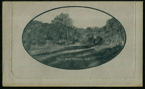 Australia: Postal Stationery - Letter Cards:1914-18 (BW:LC18/99C) 1d KGV Sideface Design P12½ Die 1 in grey-black on Grey Surfaced Card with Off-White/Cream Interior, "Perth Road, Armadale (no sky, contouring changed)" illustration, minor blemishes, fine unused overall, Cat $175.