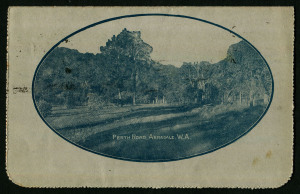 Australia: Postal Stationery - Letter Cards:1914-18 (BW:LC18/99C) 1d KGV Sideface Design P12½ Die 1 in deep blue on Grey Surfaced Card with Off-White/Cream Interior, "Perth Road, Armadale (no sky, contouring changed)" illustration, postally used from Adelaide to Melbourne, re-directed, Cat $60.