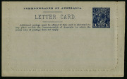 Australia: Postal Stationery - Letter Cards:1914-18 (BW:LC18/104) 1d KGV Sideface Design P12&frac12; Die 1 in deep grey-blue on Grey Surfaced Card with Off-White Cream Interior, "Port Pirie, South Australia" illustration, light aging view side, otherwise fine un - 2