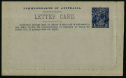 Australia: Postal Stationery - Letter Cards:1914-18 (BW:LC18/104) 1d KGV Sideface Design P12½ Die 1 in deep grey-blue on Grey Surfaced Card with Off-White Cream Interior, "Port Pirie, South Australia" illustration, light aging view side, otherwise fine un - 2