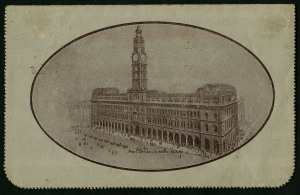 Australia: Postal Stationery - Letter Cards:1914-18 (BW:LC18/105) 1d KGV Sideface Design P12½ Die 1 in brown on Grey Surfaced Card with Off-White/Cream Interior, "Post Office Sydney NSW" illustration (only recorded for Perf 10 printing in Brusden White), message for "Miracle Pressed Stone Co" inside, 1915 (Feb.27) postal use within Brisbane, a tad soiled, unpriced (Cat $75 as a Perf 10 card).