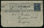 Australia: Postal Stationery - Letter Cards:1914-18 (BW:LC18/106B) 1d KGV Sideface Design P12&frac12; Die 1 in deep blue on Grey Surfaced Card with Off-White/Cream Interior, "Public Buildings, Bendigo, Vic (no sky, with flagpole)" illustration, edge blemishes, p - 2