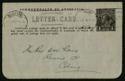 Australia: Postal Stationery - Letter Cards:1914-18 (BW:LC18/110) 1d KGV Sideface Design P12&frac12; Die 1 in sepia on Grey Surfaced Card with Off-White/Cream Interior, "River Derwent, Tasmania (view at New Norfolk)" illustration, a tad aged, printed interior fo - 2