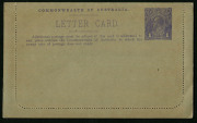 Australia: Postal Stationery - Letter Cards:1914-18 (BW:LC18/130) 1d KGV Sideface Design P12&frac12; Die 1 in red-violet on Grey Surfaced Card with Off-White/Cream Interior, "Tasman Peninsula, Tasmania" illustration, feint surface marks & light overall aging, un - 2