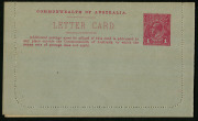 Australia: Postal Stationery - Letter Cards:1914-18 (BW:LC18/119B) 1d KGV Sideface Design P12&frac12; Die 1 in carmine on Grey Surfaced Card with Off-White Cream Interior, "St George's Terrace, Perth" illustration, fine unused, Cat $250. - 2