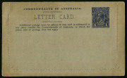 Australia: Postal Stationery - Letter Cards:1914-18 (BW:LC18/131) 1d KGV Sideface Design P12&frac12; Die 1 in violet-blue on Grey Surfaced Card with Off-White/Cream Interior, "Threshing Wheat, Queensland" illustration, stuck-down, some perf separations & somewha - 2