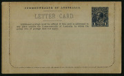 Australia: Postal Stationery - Letter Cards:1914-18 (BW:LC18/123) 1d KGV Sideface Design P12½ Die 1 in purple-black on Grey Surfaced Card with Off-White/Cream Interior, "Shipping Butter, Brisbane" illustration, stuck-down & somewhat aged, unused, Cat $175 - 2
