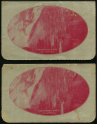 Australia: Postal Stationery - Letter Cards:1914-18 (BW:LC18/89) 1d KGV Sideface Design P12&frac12; Die 1 in carmine on Grey Surfaced Card with Off-White/Cream Interior, "Narracoorte Caves, Sth Australia" illustration, two examples, both postally used, one with 