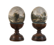 ALFRED WILLIAM EUSTACE (1820-1907) pair of bush scenes oil paint on ostrich eggs signed "A.W. Eustace" lower margin - 3