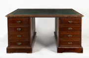 An Australian twin pedestal desk, cedar, late 19th century, 77cm high, 154cm wide, 100cm deep - 2