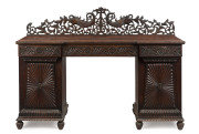An Anglo-Indian sideboard, ornately carved padouk, circa 1820, ​129cm high, 176cm wide, 63cm deep