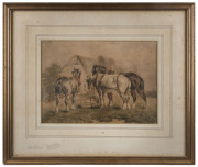 ARTIST UNKNOWN (Australian school), work horses, watercolour, ​25 x 34cm - 2