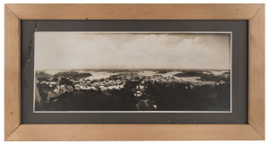 Sydney Harbour from the North Shore, panoramic silver gelatin photograph, taken from the Holtermann Tower, late 19th century, ​23 x 58cm