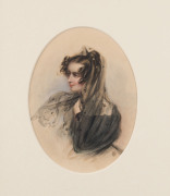 ARTIST UNKNOWN (19th century), set of five female portraits, watercolour, 17 x 13cm - 2