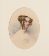 ARTIST UNKNOWN (19th century), set of five female portraits, watercolour, 17 x 13cm - 3