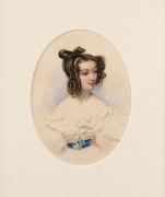 ARTIST UNKNOWN (19th century), set of five female portraits, watercolour, 17 x 13cm - 4