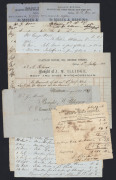 [EARLY COMMERCIAL INVOICES, WINDSOR N.S.W.] A collection of 1840s-70s detailed invoices including Thomas Aspinall (Linen Draper, Silk Mercer, Hosier), George Wood (Boots & Shoes), W. Alderson (Tanner, Boot & Shoemaker), J.M. Illidge (Boot and Shoe Warehou