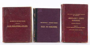 [N.S.W. RAILWAYS] RULES, REGULATIONS, AND BY-LAWS for the GUIDANCE OF OFFICERS AND SERVANTS of the RAILWAYS OF NEW SOUTH WALES. [Sydney, Thomas Richards, Government Printer, 1885] 205pp, original red boards with gilt titles.