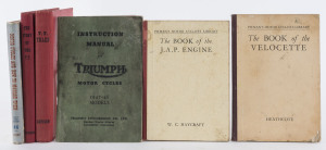 [MOTOR CYCLES] The Book of the Velocette by Heathcote ]1940]; Instruction Manual for TRIUMPH Motor Cycles 1947-48 Models [1947]; The BOOK of the J.A.P. ENGINE by Haycraft [1948]; Motor Cycles and How to Manage Them by The Motor Cycle Staff [1948]; The Sto