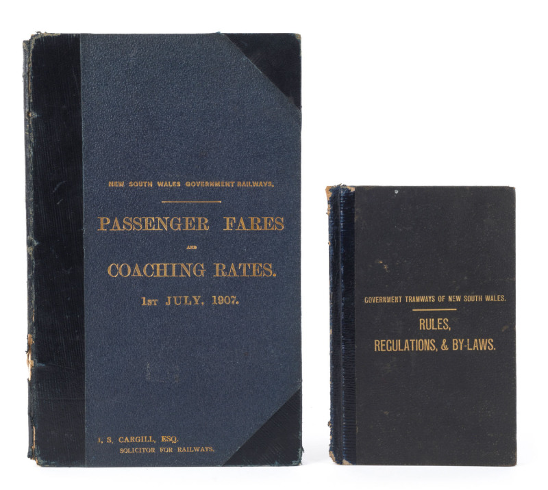 [N.S.W. RAILWAYS & TRAMWAYS] GOVERMENT TRAMWAYS: "RULES, REGULATIONS, AND BY-LAWS for the CONDUCT OF THE TRAFFIC and for the GUIDANCE OF THE OFFICERS AND MEN in the service of the RAILWAY COMMISSIONERS OF NEW SOUTH WALES." [Sydney, William Gullick, Gov.t