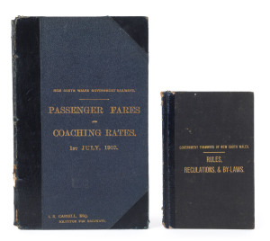 [N.S.W. RAILWAYS & TRAMWAYS] GOVERMENT TRAMWAYS: "RULES, REGULATIONS, AND BY-LAWS for the CONDUCT OF THE TRAFFIC and for the GUIDANCE OF THE OFFICERS AND MEN in the service of the RAILWAY COMMISSIONERS OF NEW SOUTH WALES." [Sydney, William Gullick, Gov.t 