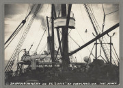 TOYE BROTHERS, PORTLAND, VIC. A group of four shipping scene images, each approx. 11 x 16cm and all depicting scenes on the wharves at Portland in Western Australia, circa 1921. The first is titled in the negative: "Shipping Wheat, deep water pier Portlan - 5