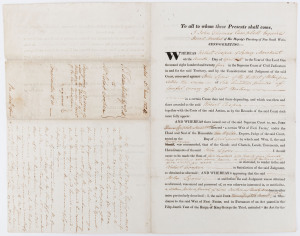 A LAND TRANSACTION IN WILBERFORCE, NSW - 1824 A conveyance of "20 Acres of Land in the District of Wilberforce under a writ of Fieri Facias" [ a writ of execution after judgment obtained in a legal action for debt or damages] by which Robert COOPER (merch