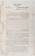 ALEXANDER MCLEAY, COLONIAL SECRETARY, April 1829 A printed document, titled "SMALL GRANT" signed by "Alex Mcleay" and headed Colonial Secretary's Office, Sydney 22nd April, 1831 and addressed to John Francis Evan, confirms that Evan's request of the Gover