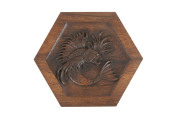Australian Arts and Crafts hexagonal occasional table with storage lift top, carved blackwood in the style of Prenzel, circa 1910, makers ink stamp to underside (illegible), 74cm high, 44cm wide, 44cm deep - 2