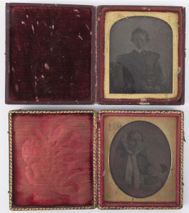 A daguerreotype portrait of mother and child and an ambrotype portrait of a girl, mid 19th century