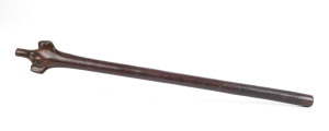 An impressive Oceanic rootstock tribal war club, carved hardwood, Fijian origin, 19th century, 105cm long