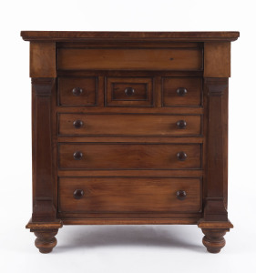 An Australian miniature chest of seven drawers in the Victorian style, huon pine and cedar, late 20th century, 44cm high, 40cm wide, 27cm deep