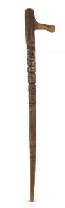 A Maori walking stick, carved hardwood, New Zealand origin, late 19th century, ​104cm high