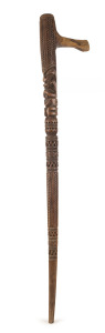A Maori walking stick, carved hardwood, New Zealand origin, late 19th century, 104cm high