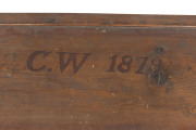 An antique model tallship with two masts in Australian cedar and pine cabinet, signed "C.W. 1879" on the top, 76cm high, 84cm wide, 31cm deep - 2