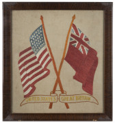 GREAT WHITE FLEET "United States, Great Britain" silk embroidery, circa 1907, ​50 x 44cm