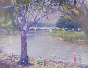 ARTIST UNKNOWN (Australian school), Autumn On The Yarra, oil on canvas, signed lower right (illegible), ​51 x 66cm