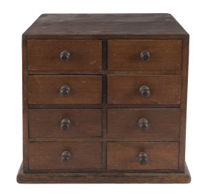 An Australian miniature chest of eight drawers, blackwood, mountain ash, cedar and pine, circa 1900, 32cm high, 35cm wide, 30cm deep PROVENANCE: The Rodney Pemberton Collection