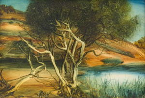 KEVIN CHARLES (PRO) HART (1928-2006), bush landscape, oil on board, signed lower left "Pro Hart", ​27 x 40cm