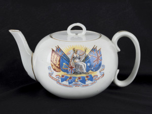 EMPIRE DAY porcelain teapot, by Royal Doulton, early 20th century, stamped "Royal Doulton, England", 18cm across