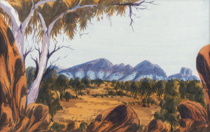 ALBERT NAMATJIRA Junior (1955 - ), Hermannsburg school landscape, watercolour, signed lower left "Albert Namatjira", 22 x 34cm