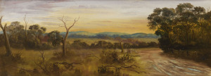 ALICE E. NORNTON (1865-1958), bush track in landscape, oil on board, signed lower left "A.E.N.", ​23 x 60cm