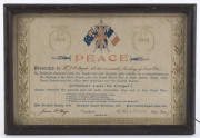 Lieutenant Captain Frederick Boyd A.I.F. Group of four framed certificates including commemoration of his death in service in 1917. (4 items) - 2